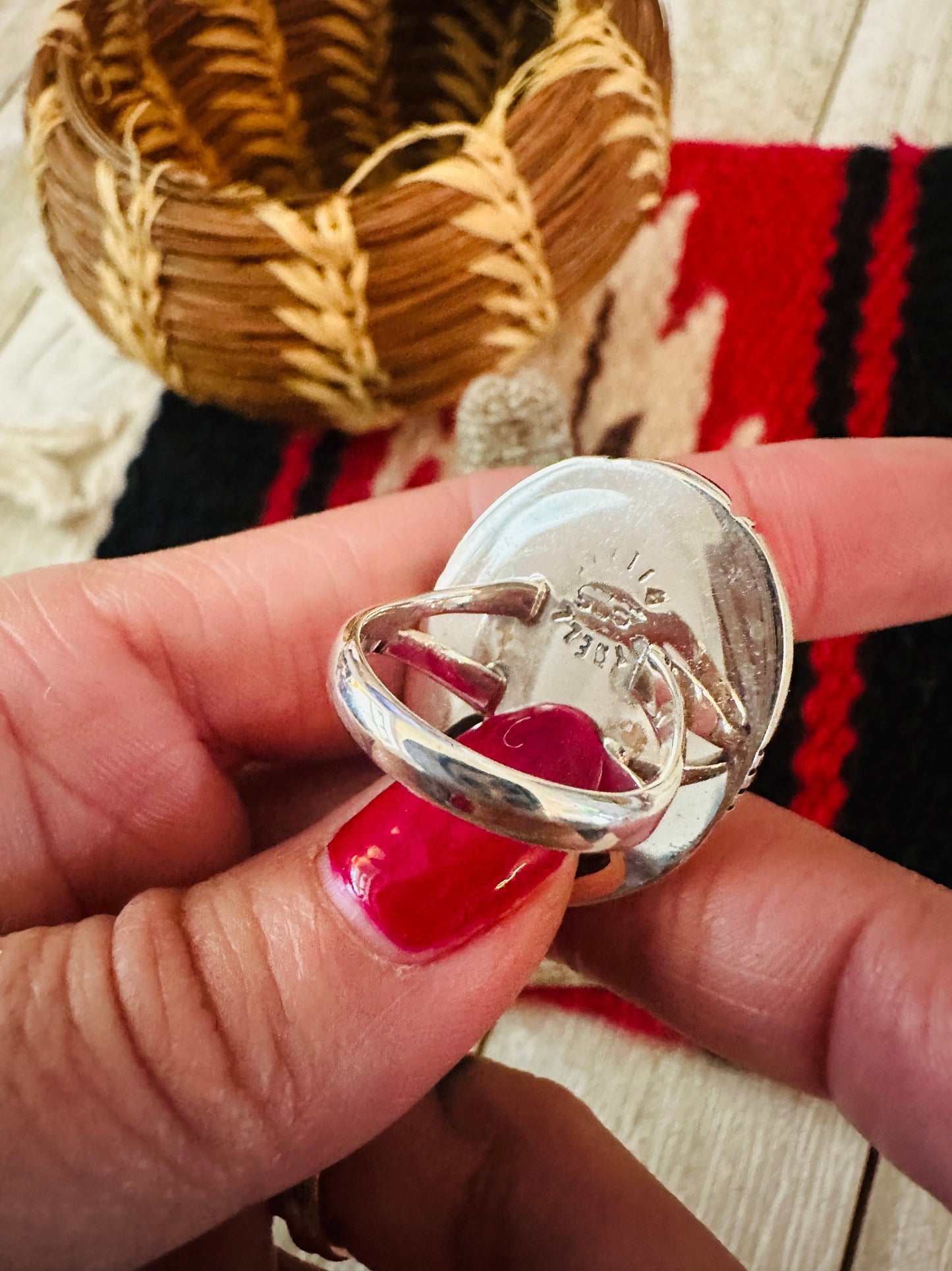 Handcrafted Howlite & Sterling Silver Ring by Wydell Billie