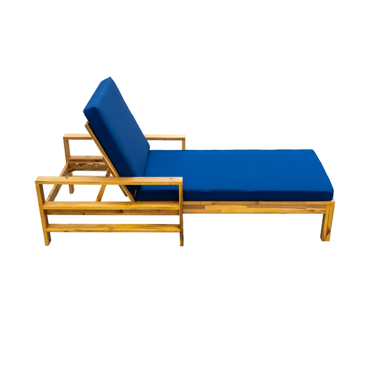 Acacia Wood Adjustable Backrest Outdoor Lounge Chair, Suitable for