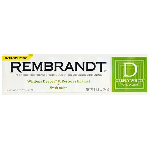 Rembrandt Deeply White + Peroxide Whitening Toothpaste With Fluoride, Fresh Mint - 2.6oz