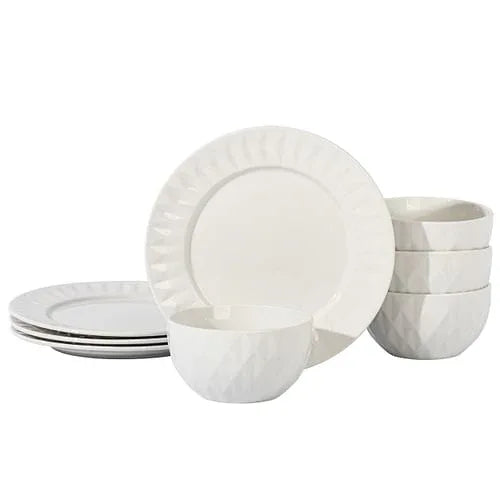 Gibson Home Fine Ceramic 8 Piece Dinnerware Set in White