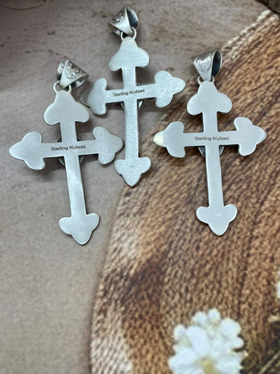 Handmade Sterling Silver Multi Stone Pendant with Signed Nizhoni