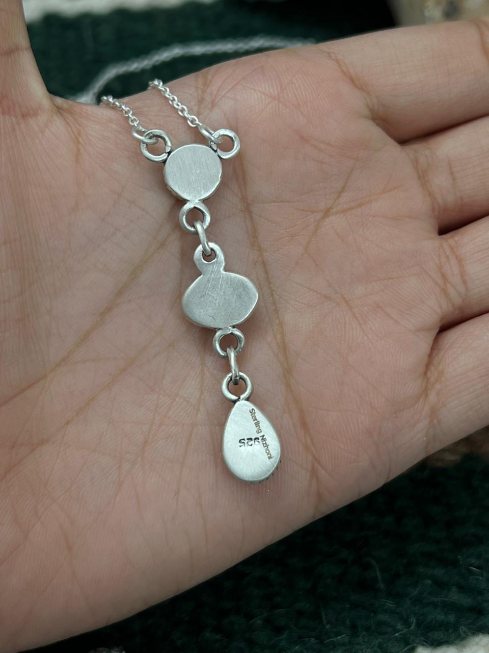 Handmade Sterling Silver Palomino Turquoise Drop Necklace "Signed Nizhoni"