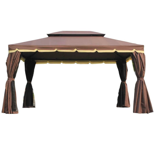 Outsunny 10’x13’ Steel Frame Double Top Gazebo Canopy w/ Mesh