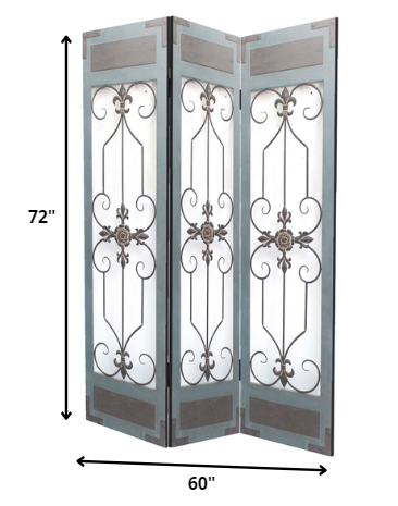 1 x 60 x 72 Blue Wood Metal Screen