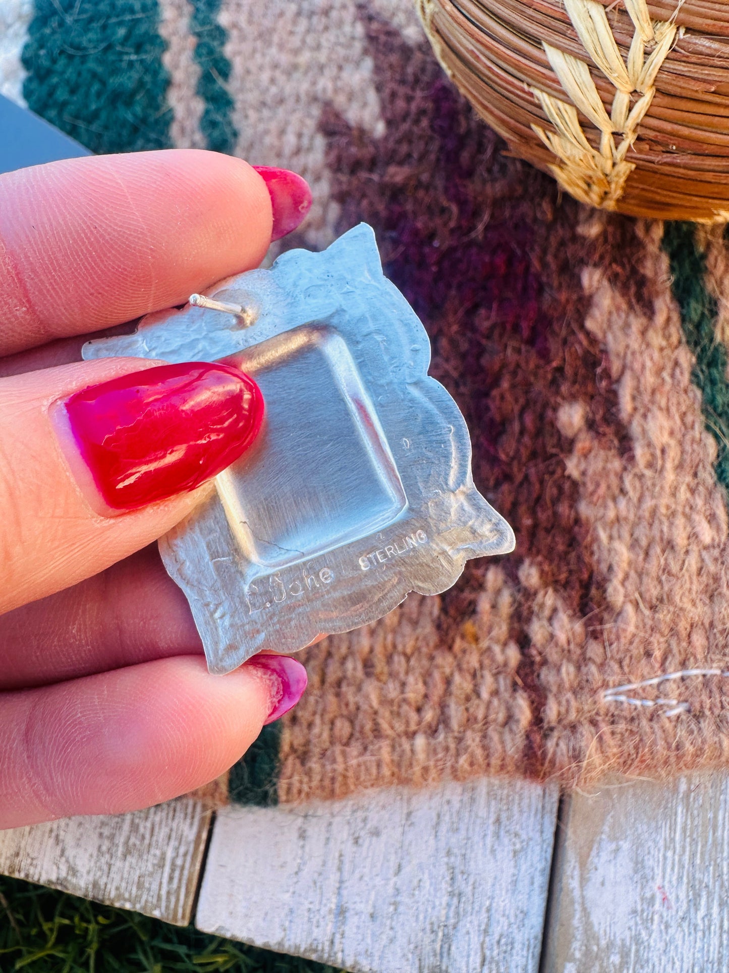 Handcrafted Sterling Silver Concho Post Earrings by Leander Tahe