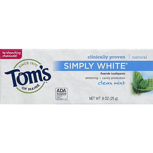 Tom's of Maine Simply White Fluoride Toothpaste Clean Mint