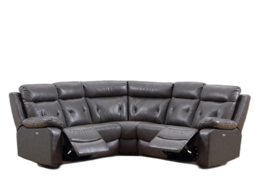 160 X 38 X 40 Modern Dark Gray Leather Sectional With Power Recliners