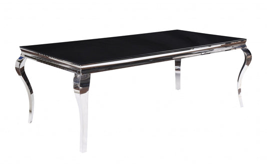 40inches X 80inches X 30inches Stainless Steel Black Glass Dining