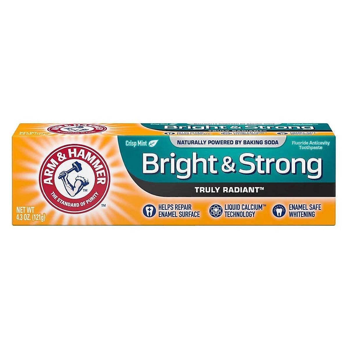 Arm & Hammer Truly Radiant Bright Strong Fluoride Anticavity Crisp Mint Toothpaste 4.3 Oz