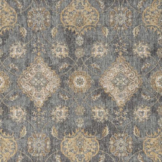 8inchesx11inches Slate Grey Machine Woven Bordered Floral Vines Indoor