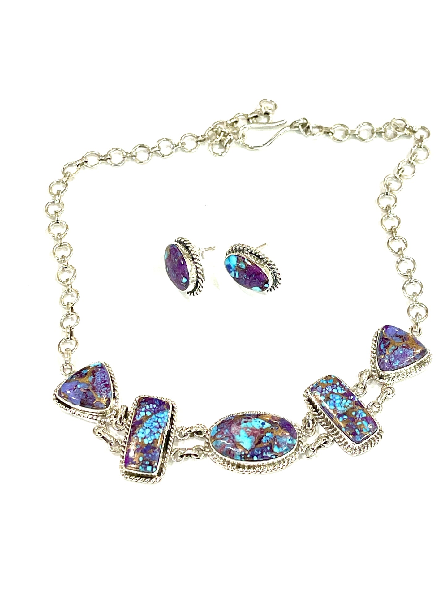 Handmade Sterling Silver & Purple Dream Mojave Necklace And Earring Set