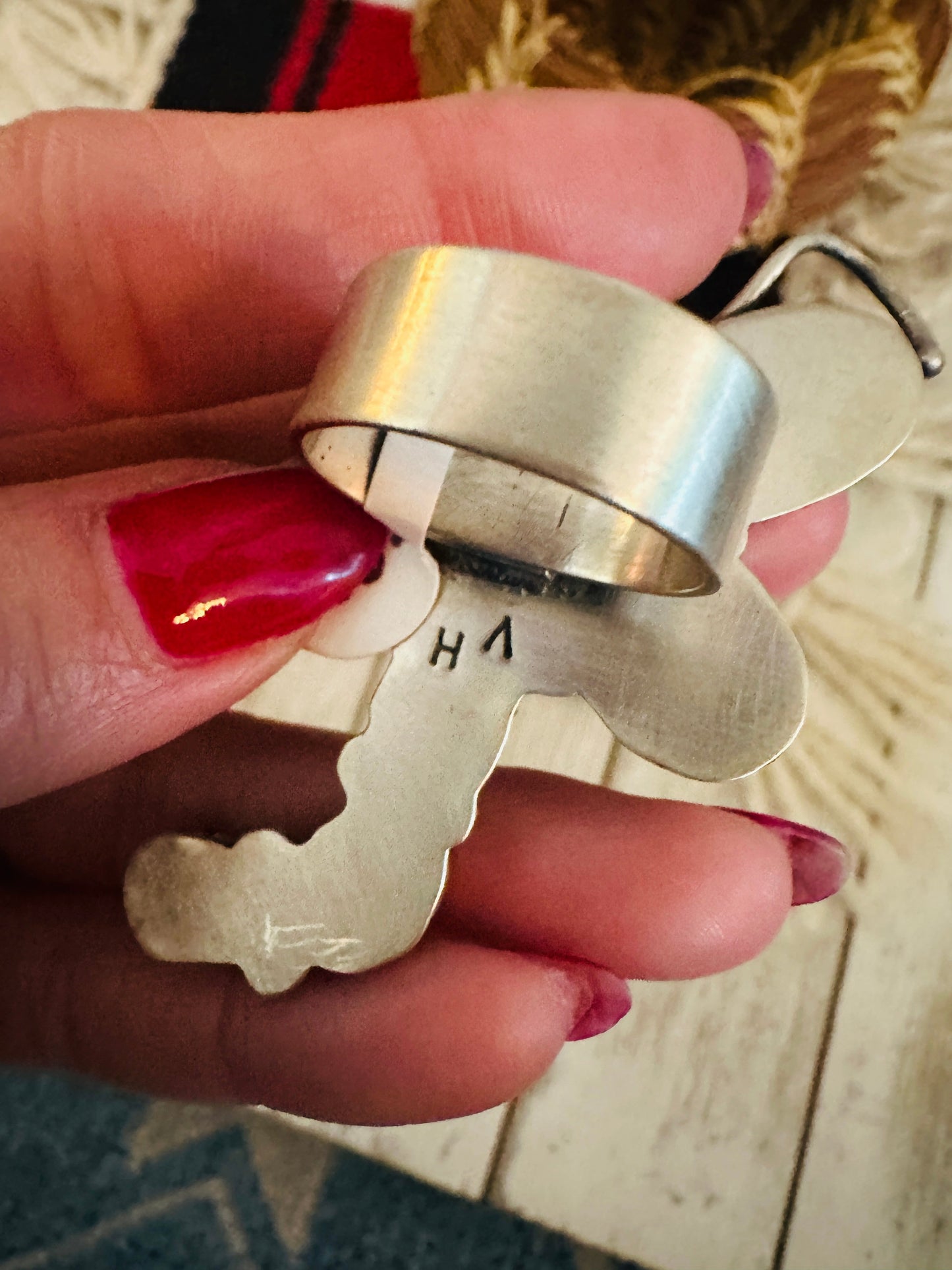 Hand Crafted Multi Stone & Sterling Silver Dragonfly Adjustable Ring