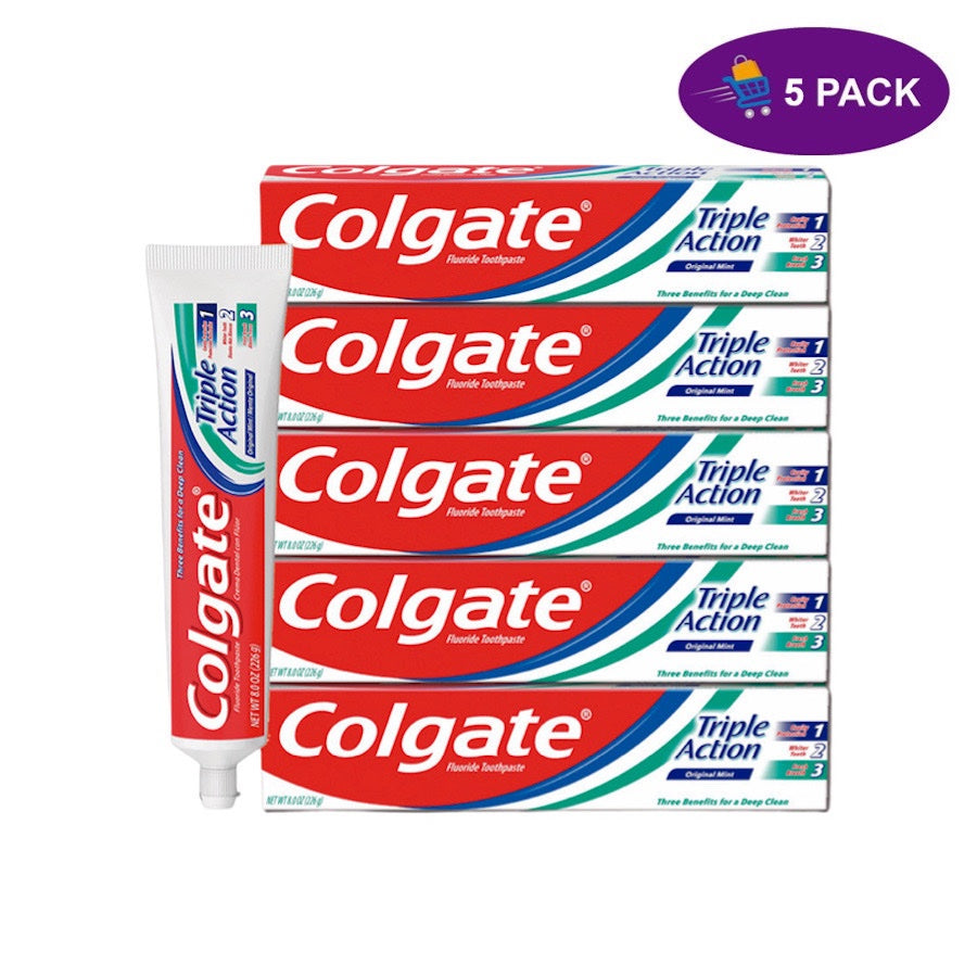 Colgate Fluoride Toothpaste, Triple Action, Original Mint, 8 Oz