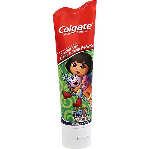 Colgate Toothpaste, Fluoride, Nickelodeon Dora The Explorer, Mild Bubble Fruit Flavor