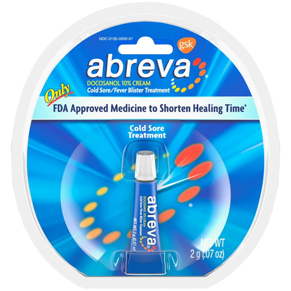 Abreva Docosanol 10% Cream Cold Sore / Fever Blister Treatment Tube - 0.07 Ounce