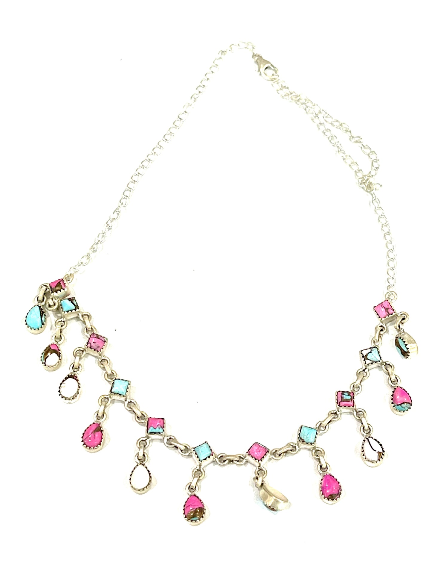 Handmade Sterling Silver & Cotton Candy Dangle Necklace