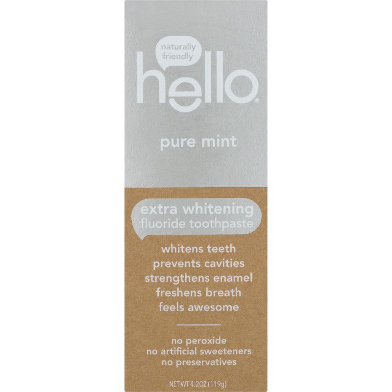 Hello Extra Whitening Pure Mint Fluoride Toothpaste 4.2oz