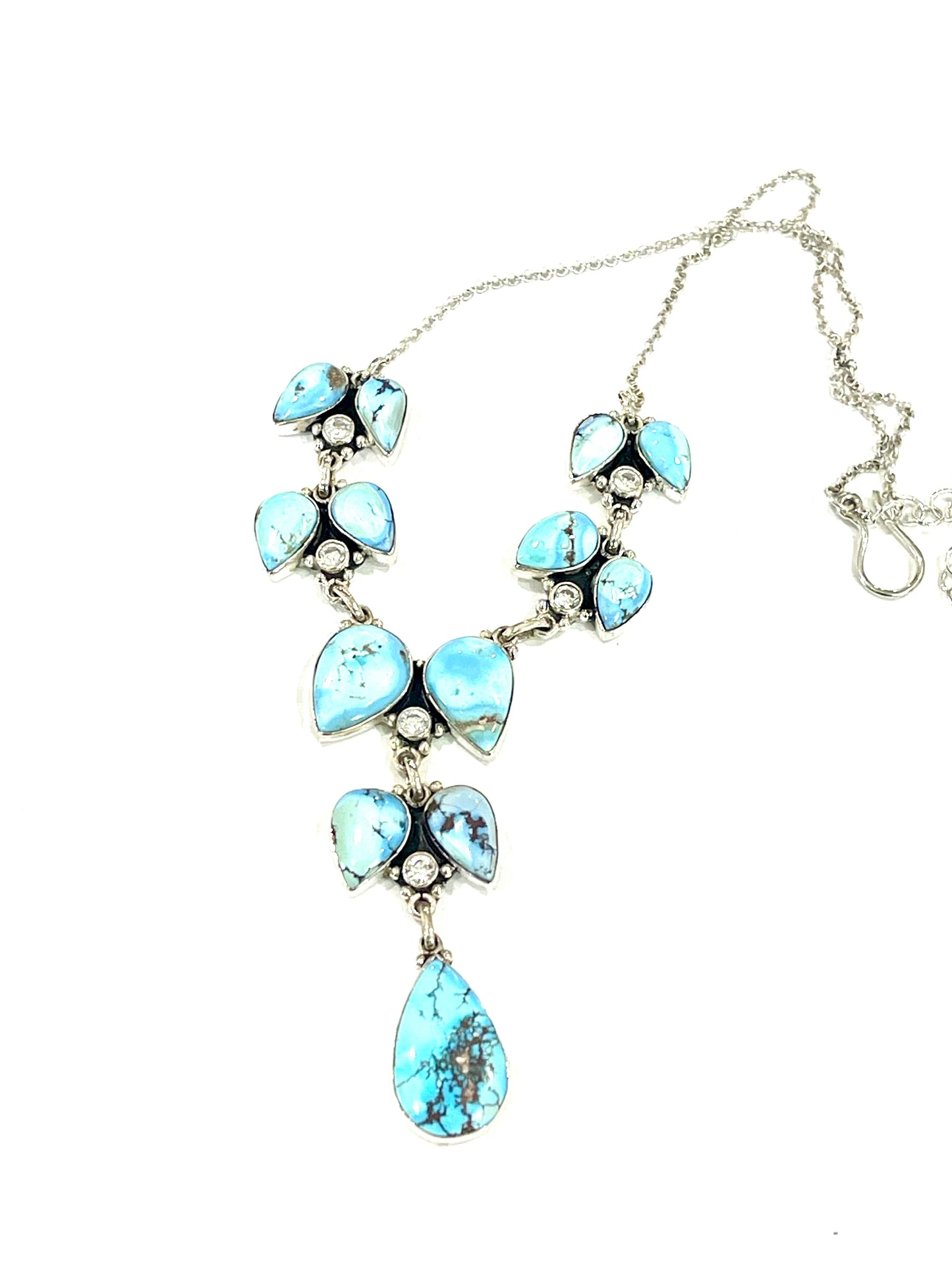 Handmade Sterling Silver, CZ & Golden Hills Cluster Necklace