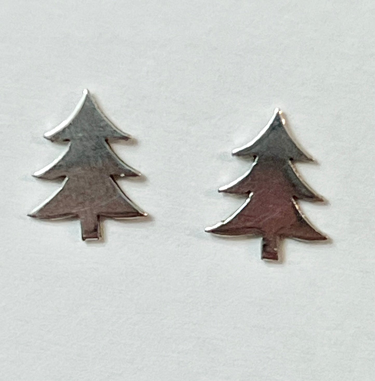 Sterling Silver 3-Branch Christmas Tree Earrings On Post