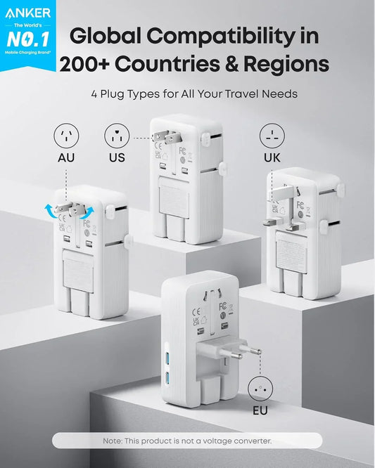 Anker Nano Seyahat Adaptörü (5'i 1 arada, 20W, 1'li Paket)