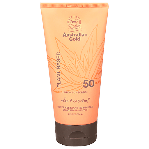 Australian Gold Plant Based Broad Spectrum SPF 50 Aloe & Coconut Lotion Sunscreen 6 Fl Oz