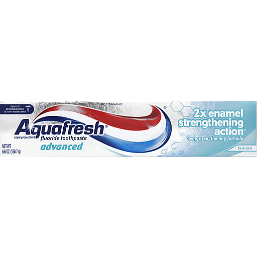 Aquafresh Advanced 2x Enamel Strengthening Action Fresh Mint Fluoride Toothpaste 5.6 Oz. Tube
