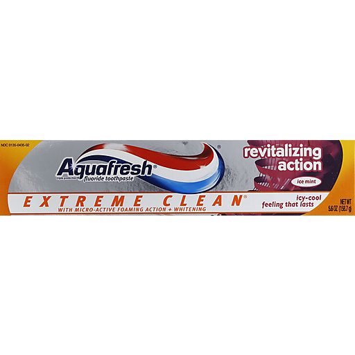 Aquafresh Extreme Clean Revitalizing Action Ice Mint Fluoride Toothpaste 5.6 Oz. Tube