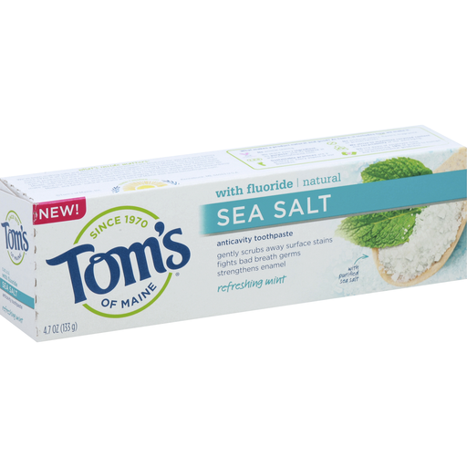 Tom's of Maine Toothpaste, Anticavity, Sea Salt, Refreshing Mint
