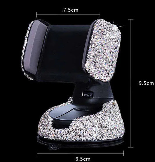 Soporte para teléfono de coche con incrustaciones de diamantes y salida de aire multifuncional
