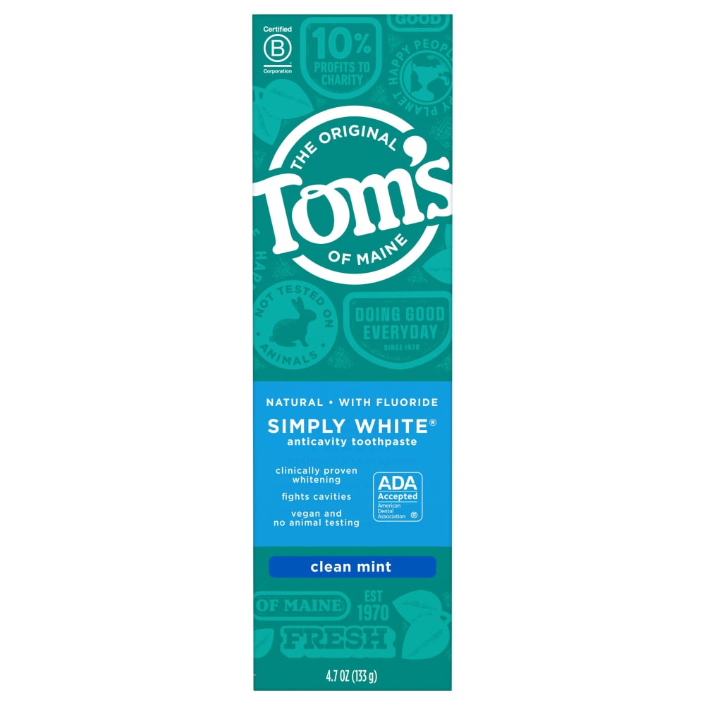 Tom's of Maine Simply White Natural Fluoride Toothpaste Clean Mint