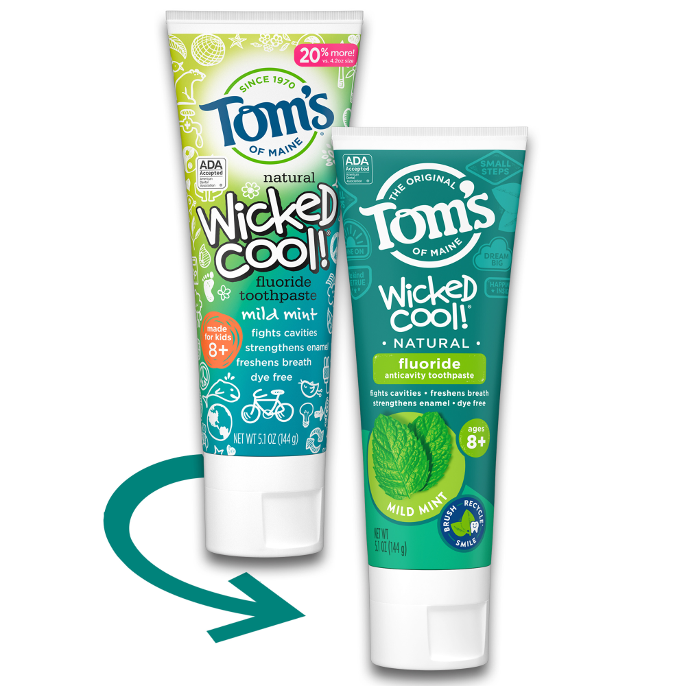 Tom's of Maine Wicked Cool! Fluoride Natural Toothpaste For Kids Mild Mint