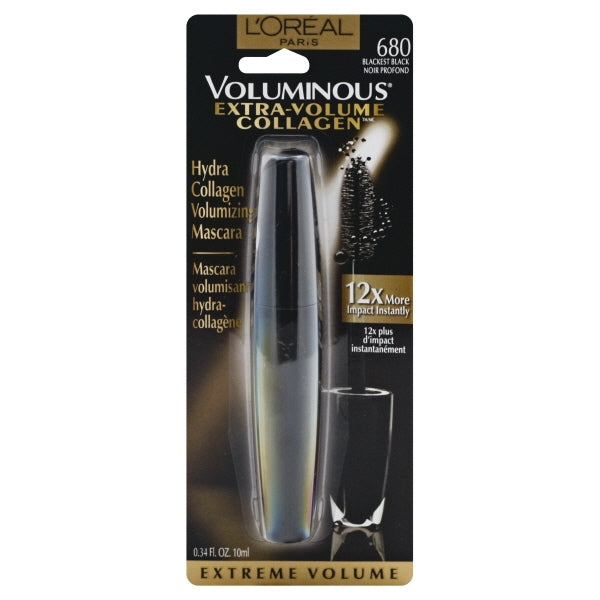 L'Oreal Paris Voluminous Extra Volume Collagen Washable Mascara, Blackest Black, 0.34 Fl. Oz