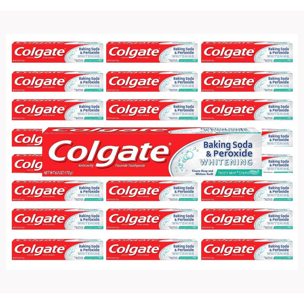 Colgate Gel Anticavity Fluoride, Baking Soda & Peroxide Whitening Frosty Mint Stripe Toothpaste 6 Oz