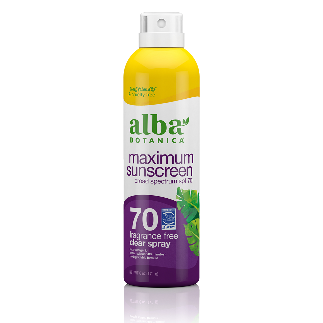Alba Botanica Hawaiian Sun Care Maximum Clear Spray Sunscreen SPF 70 6 Oz