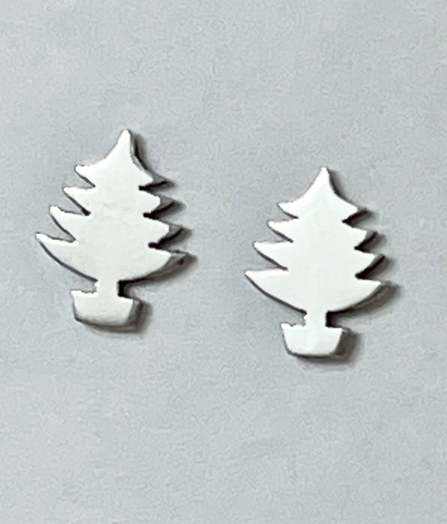 Sterling Silver 4-Branch Christmas Tree Earrings On Post