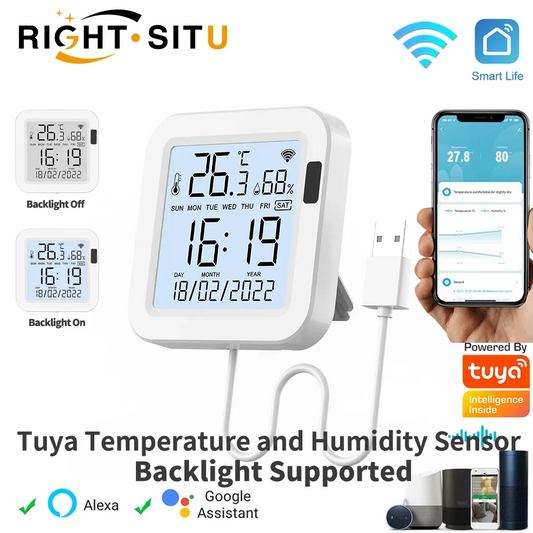 Tuya Temperature and Humidity Smart Sensor With Backlight for Smart
