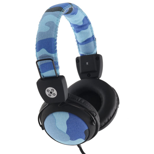 MOKI Camo Headphones w/In-Line Mic- Blue