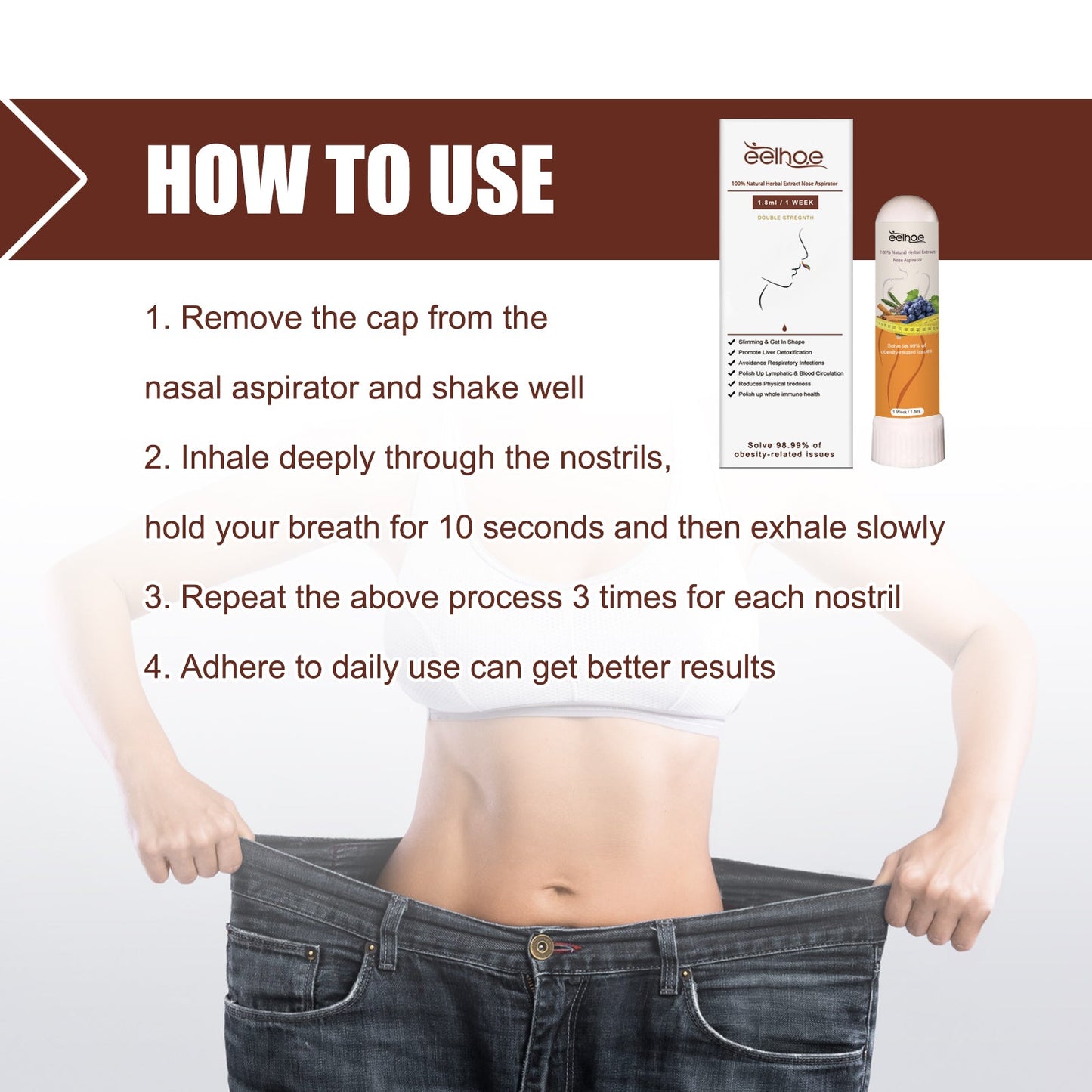 100% Natural Herbal Extract Nose Aspirator, Body Shaping Tight Skin Relieve Nasal Congestion Discomfort Portable Slimming Nasal Suction