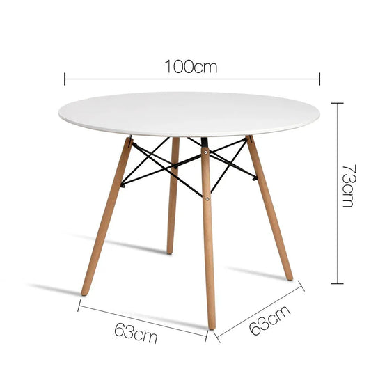 Artiss Dining Table 4 Seater Round Replica DSW Eiffel Kitchen Timber