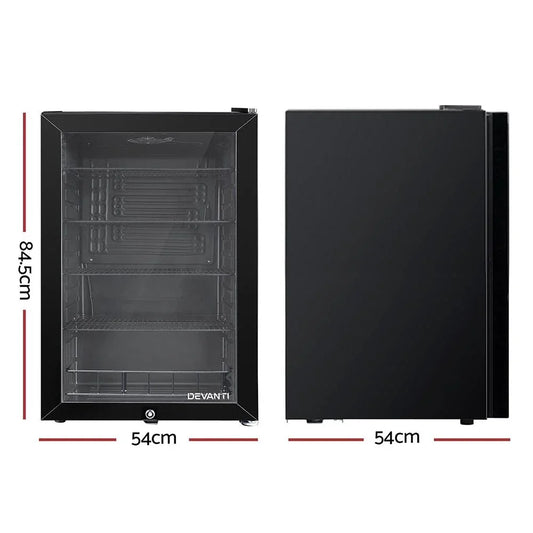 Devanti 115L Bar Fridge Glass Door Mini Freezer Fridges Countertop