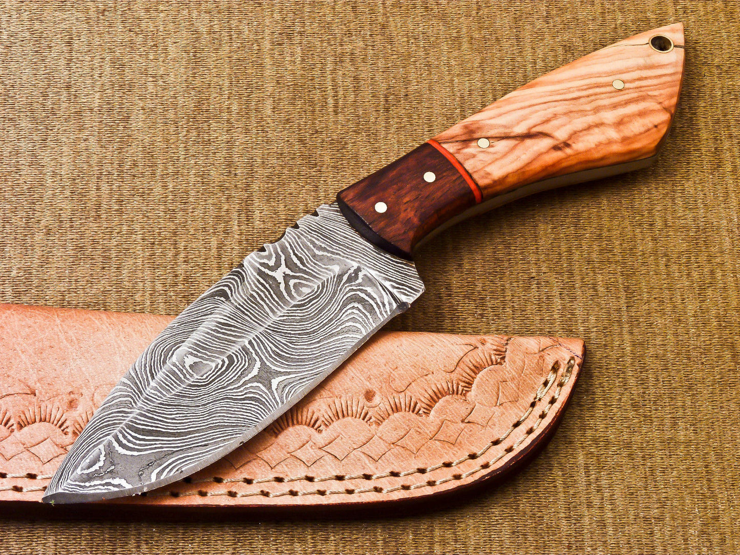 Custom Handmade Damascus Steel Survival Knife - 5" Blade