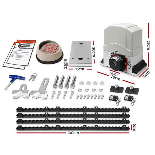 LockMaster Electric Sliding Gate Opener 1200KG Keypad 4M