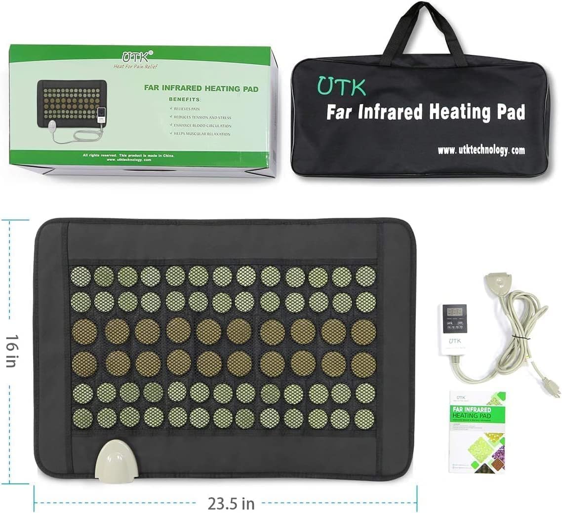 Far Infrared Natural Jade and Tourmaline Heating Pad, 23.5" x 16"
