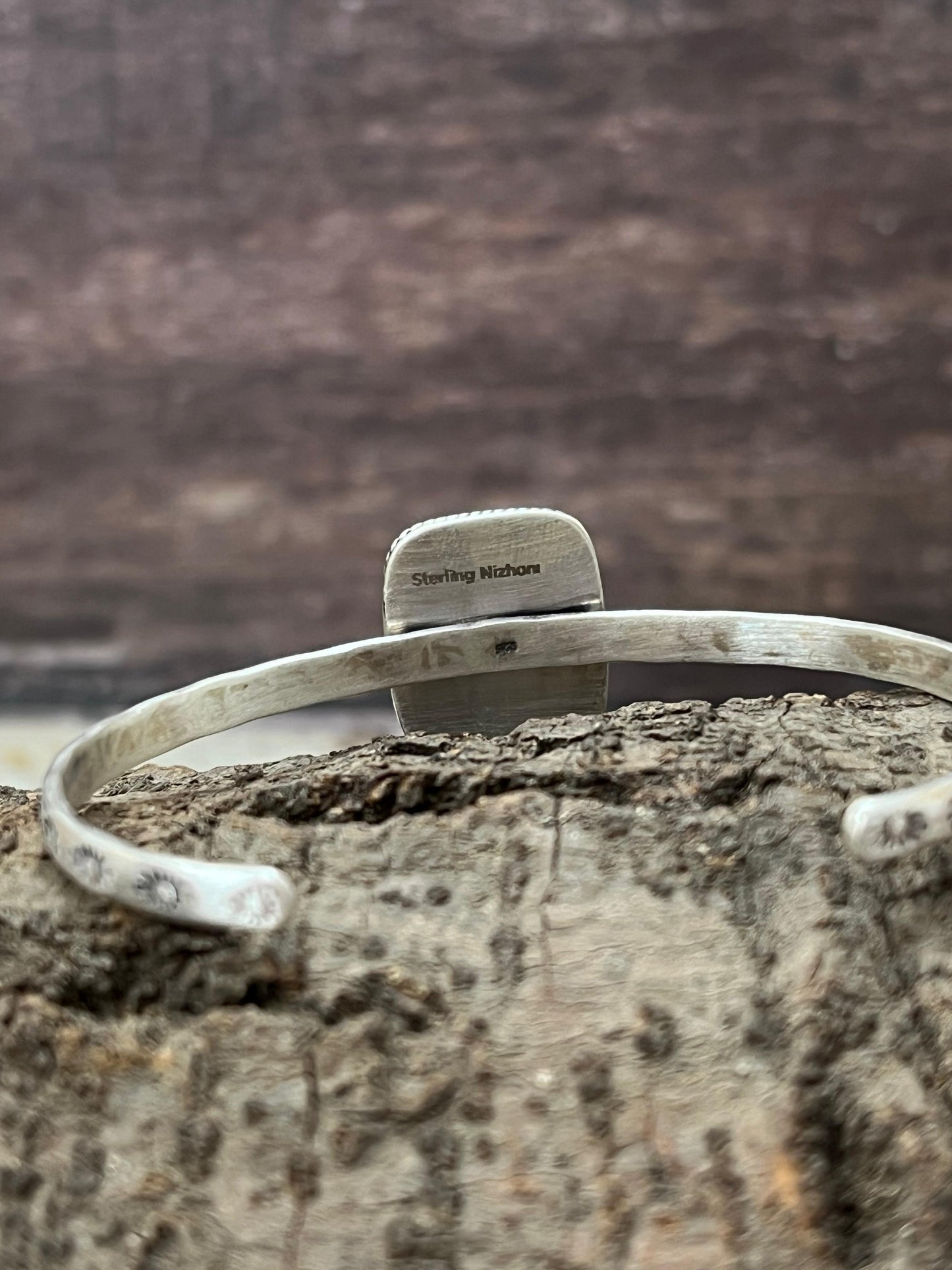 Handmade Sterling Silver Royston Ribbon Turquoise Bracelet with Signed Nizhoni