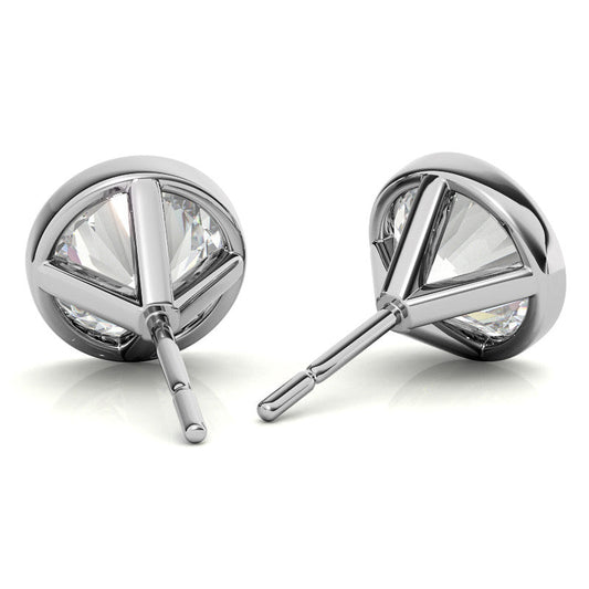 4.00 CTW Lab Grown Diamond Bezel Martini Stud Earrings in 14K White or