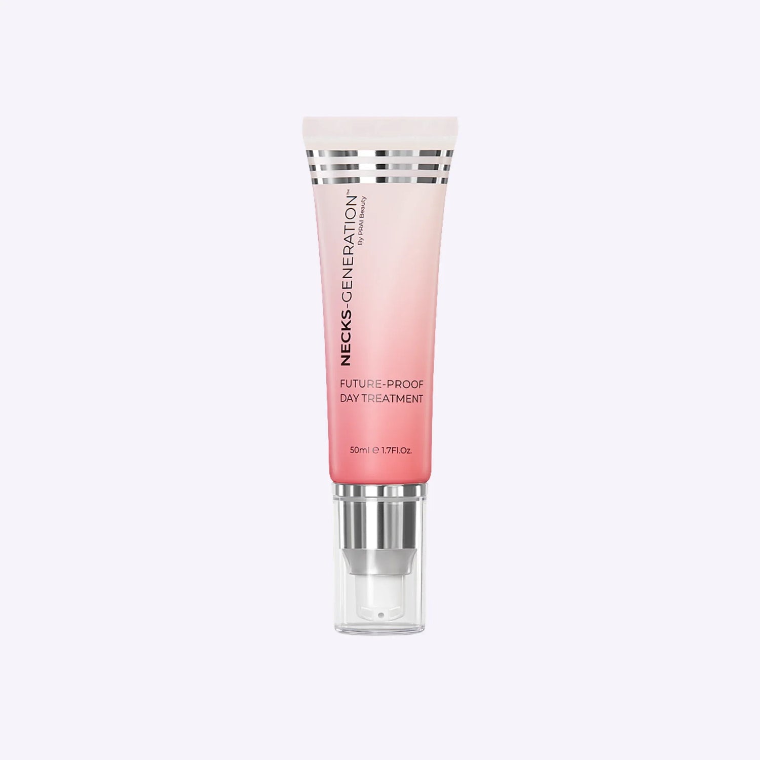 PRAI Beauty Necks-Generation Future-Proof Day Treatment in a clear glass jar with silver lid