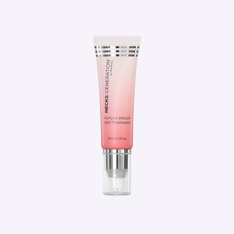 PRAI Beauty Necks-Generation Future-Proof Day Treatment in a clear glass jar with silver lid