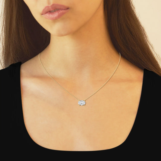 2.00 CTW AGI Certified Oval Lab Grown Diamond Solitaire Pendant -