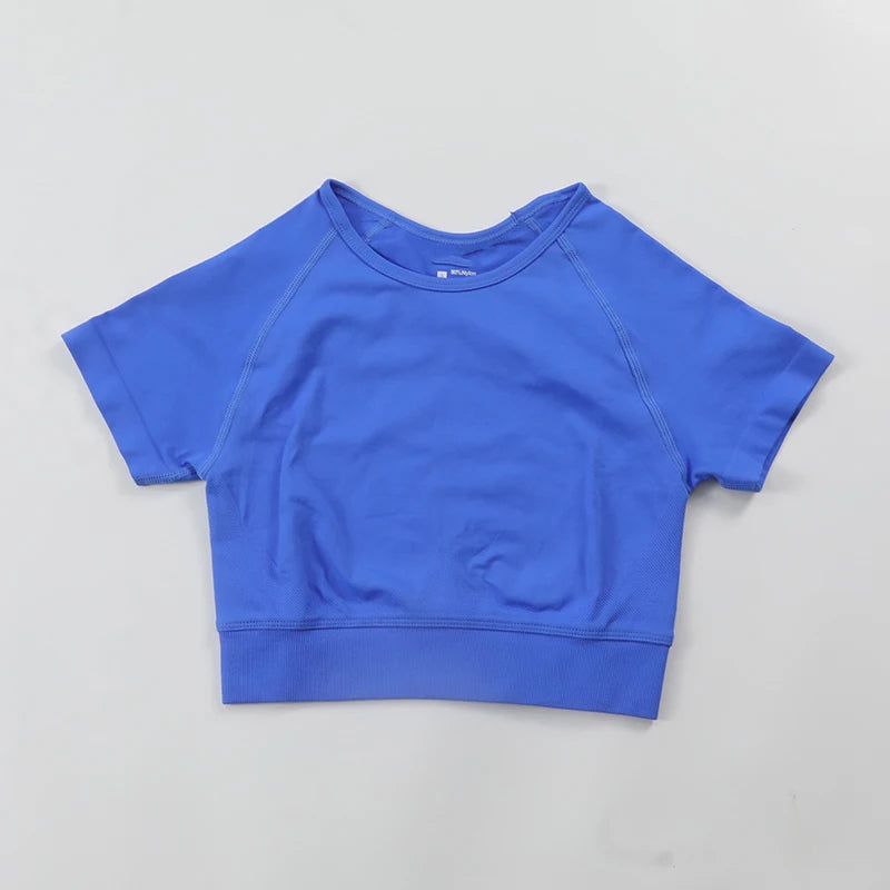 Impact Crop Top Women Short Sleeve Yoga Shirts Slim