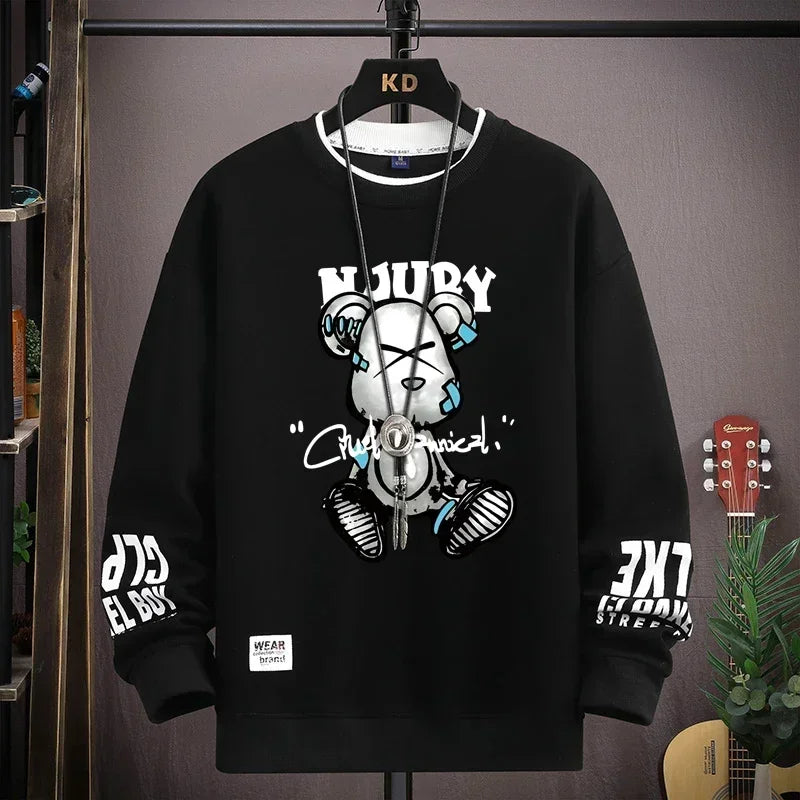 Autumn Men's Sweatshirt Cool Bear Print Long Sleeve | Ships from US